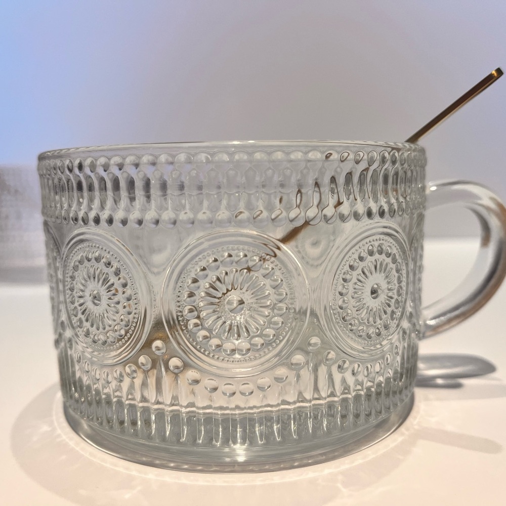 Glass vintage coffee mugs, set of 2